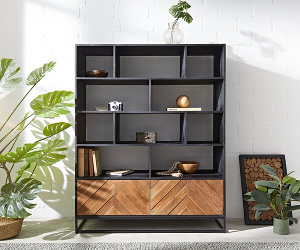DELIFE Skriňa Famke 120 cm mango teak 10 priehradiek 2 dvierka