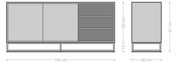 DELIFE Komoda Famke 145 cm mango teak 2 dvierka 3 priehradky