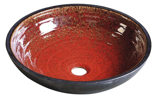 ATTILA keramické umývadlo, priemer 43 cm, paradajková červeň/petrolejová DK007