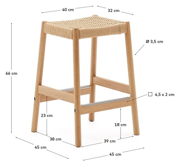Barové stoličky v súprave 2 ks z dubového dreva v prírodnej farbe (výška sedadla 66 cm) Yalia – Kave Home
