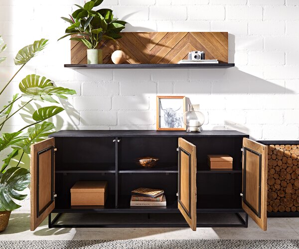 DELIFE Komoda Famke 145 cm mango teak 3 dvierka