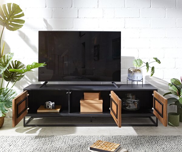 DELIFE TV stolík Famke 145 cm mango teak 3 dvierka