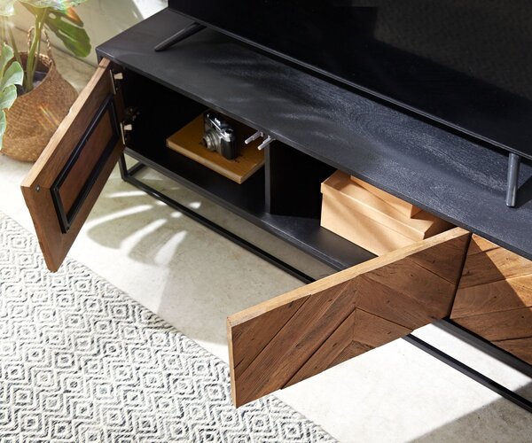 DELIFE TV stolík Famke 145 cm mango teak 3 dvierka