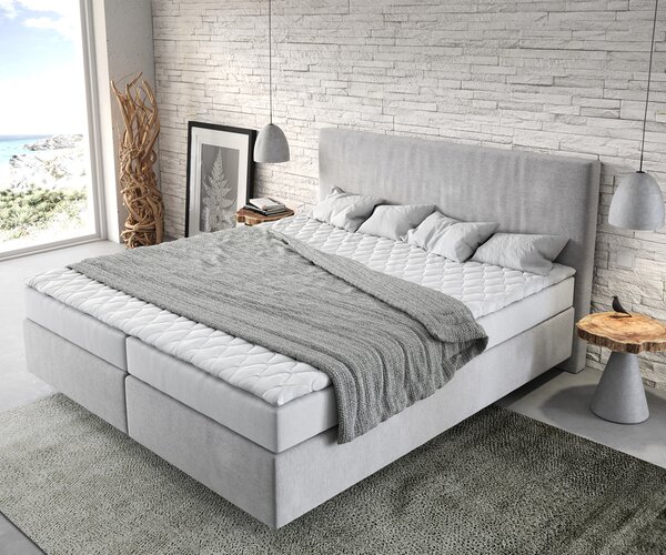 DELIFE Boxspring posteľ Dream-Well 180×200 cm mikrovlákno sivá s matracom a topperom