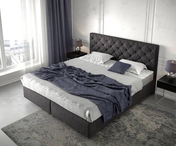 DELIFE Boxspring posteľ Dream-Great 180×200 cm čierna s matracom a topperom
