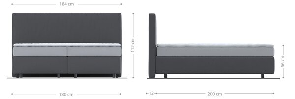 DELIFE Boxspring posteľ Dream-Well 180×200 cm mikrovlákno sivá s matracom a topperom