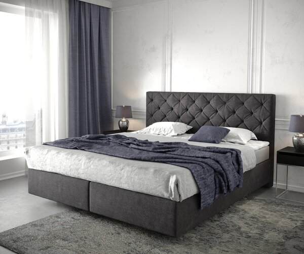 DELIFE Boxspring posteľ Dream-Great 180×200 cm čierna s matracom a topperom