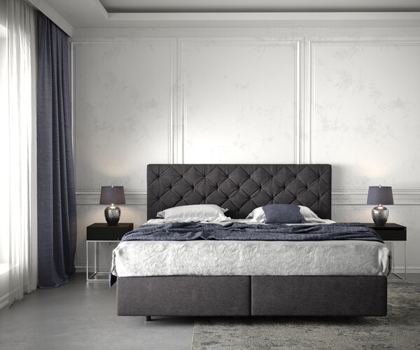 DELIFE Boxspring posteľ Dream-Great 180×200 cm čierna s matracom a topperom