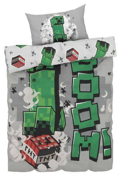Minecraft Detská posteľná bielizeň, 140 x 200 cm, 70 x 90 cm (bledosivá) (100367157)