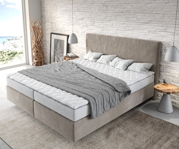 DELIFE Boxspring posteľ Dream-Well 180×200 cm mikrovlákno béžová s matracom a topperom