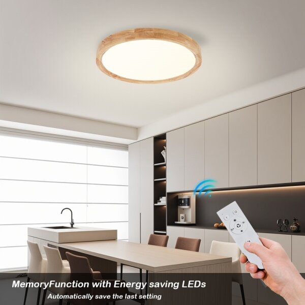 Brilagi - LED stmievateľné svietidlo WOODROUND LED/30W/230V 3000-6000K priemer 40 cm + diaľkové ovládanie