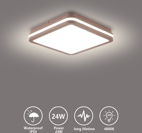 Brilagi -LED vonkajšie stropné svietidlo BENE LED/24W/230V 26x26 cm hnedé IP54