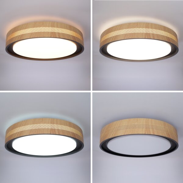 Brilagi - LED stmievateľné stropné svietidlo COCI LED/48W/230V priemer 39 cm drevo/čierna+DO