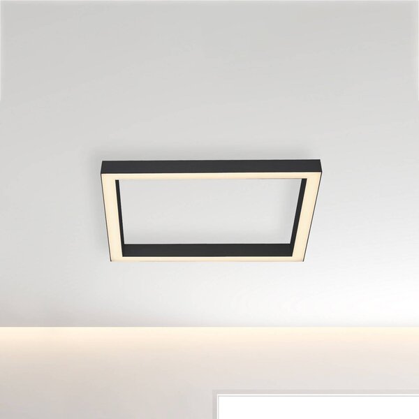 PURE Stropné svietidlo LED Lines, 55x55 cm, antracit, diaľkové ovládanie, Čierna, Obývacia izba / jedáleň, Hliník, Moderný, Stropné svetlo