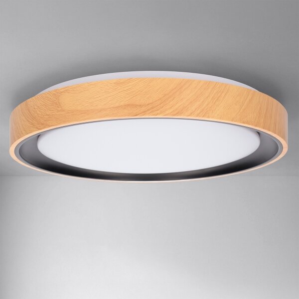 Brilagi - LED stmievateľné stropné svietidlo FLOCO LED/48W/230V pr. 40 cm drevo/čierna+DO