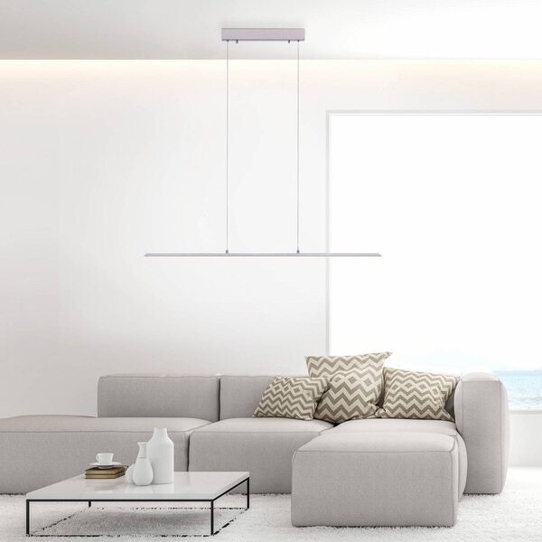 PURE LED závesné svetlo Lite, strieborné, 100 cm, stmievateľné, Hliník / sivá / zinok, Obývacia izba / jedáleň, Hliník, Moderný, Závesné svietidlo