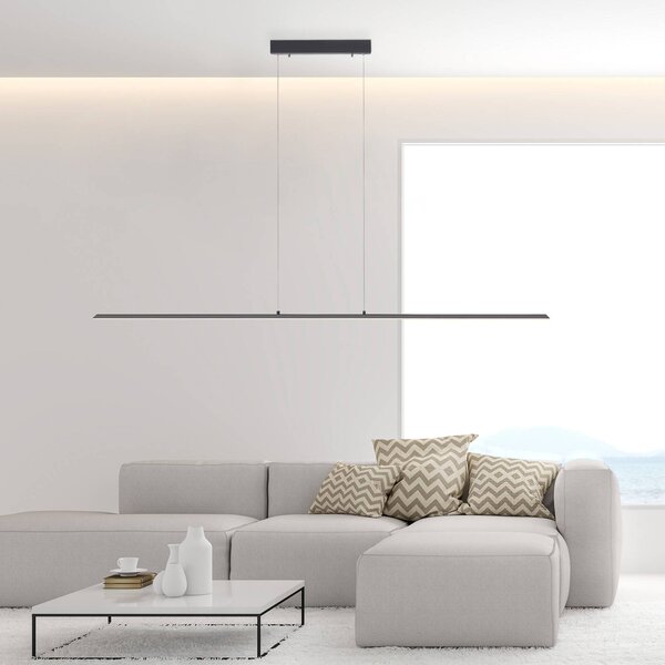 PURE LED závesné svetlo Lite, antracit, 160 cm, stmievateľné, Čierna, Obývacia izba / jedáleň, Hliník, Moderný, Závesné svietidlo