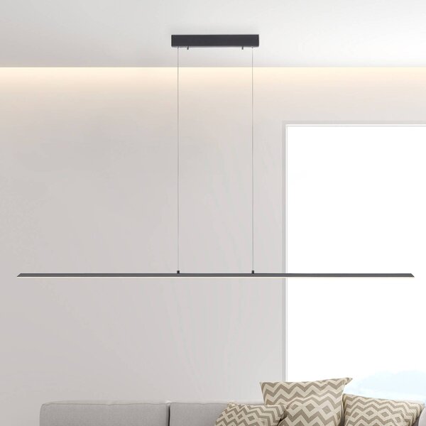 PURE LED závesné svetlo Lite, antracit, 160 cm, stmievateľné, Čierna, Obývacia izba / jedáleň, Hliník, Moderný, Závesné svietidlo