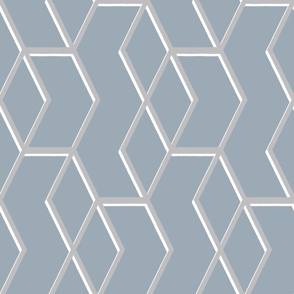 Modrá vliesová tapeta strieborný geometrický vzor 104733, Formation, Graham & Brown