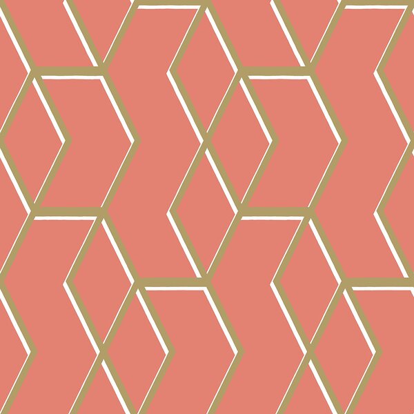 Koralová vliesová tapeta, zlatý geometrický vzor 104736, Formation, Graham & Brown