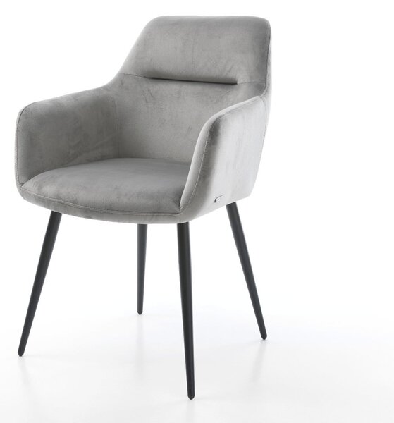 DELIFE Jedálenská stolička Pejo-Flex zamat sivá 4-nohá zúžená čierna vrecková pružina