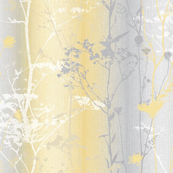 Žlto-sivá vliesová tapeta, lúčne kvety 104072, Reclaim, Graham&Brown