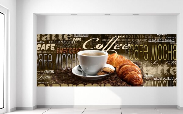 Fototapeta Chutná káva a croissant Materiál: Samolepiaca, Rozmery: 268 x 100 cm