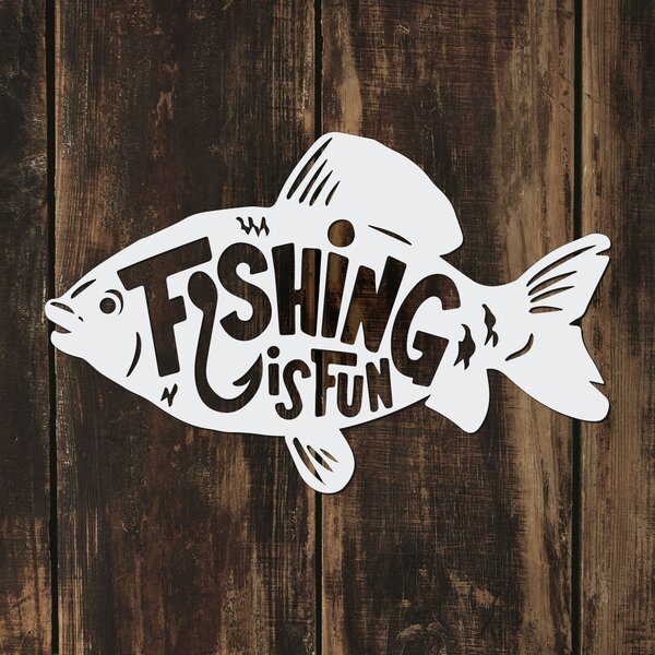 DUBLEZ | Darček pre rybára - Drevená nálepka - Fishing is fun