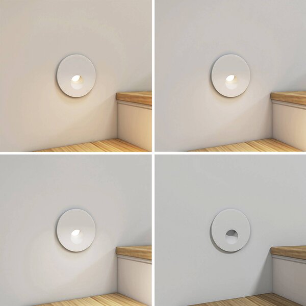 Arcchio LED vstavané svietidlo Vexi, Ø 7,5 cm, biele, hliník,, Biela / opálová, Obývacia izba / jedáleň, Hliník, Moderný, Nástenné svietidlo zapustené