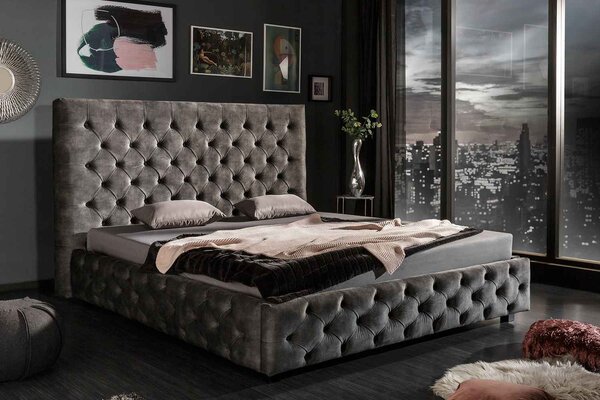 Dizajnová posteľ Laney 180 x 200 cm olivovo-sivý zamat -