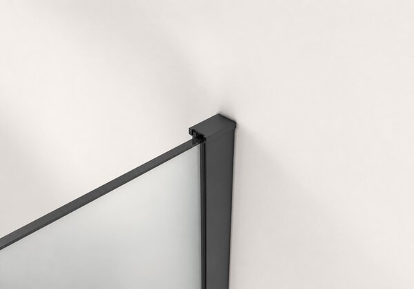 CERANO - Sprchová zástena Walk-in Onyx Cube Ľ/P - 8 mm - hranatá vzpera - čierna matná, mliečne sklo - 30x200 cm