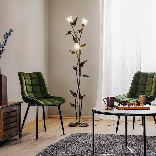 Stojacia lampa Miranda vo florentskom štýle, bronzová, Hnedá / staromosadz, Obývacia izba / jedáleň, kov, Florentský
