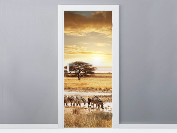 Fototapeta na dvere Zebry na Safari Materiál: Samolepiaca, Rozmery: 95 x 205 cm