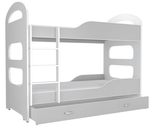 Detská poschodová posteľ PATRIK 2 COLOR 180x80 cm, biely/biely