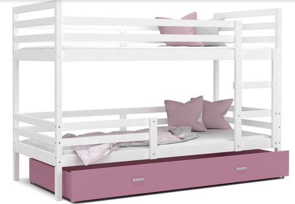 Detská posteľ RACEK B 2 COLOR, 190x90 cm, biely/ružový