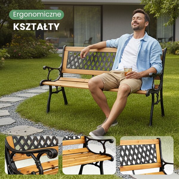 Ak furniture Záhradná lavica MIRT béžová/jedľové drevo