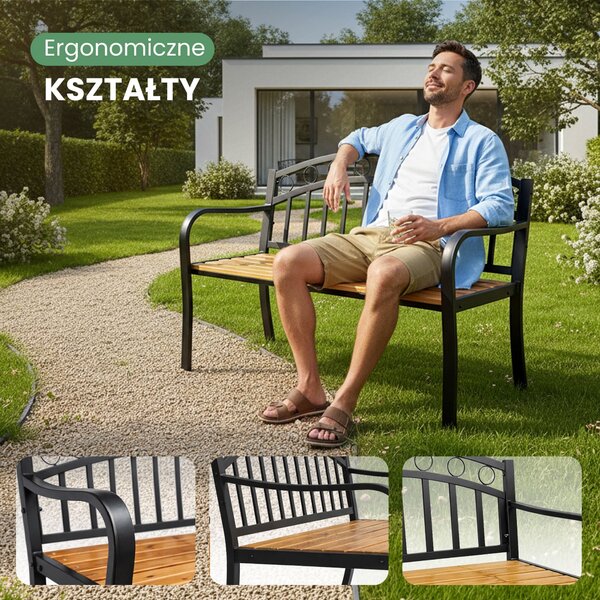 Ak furniture Záhradná lavička ARUM čierna/jedľové drevo