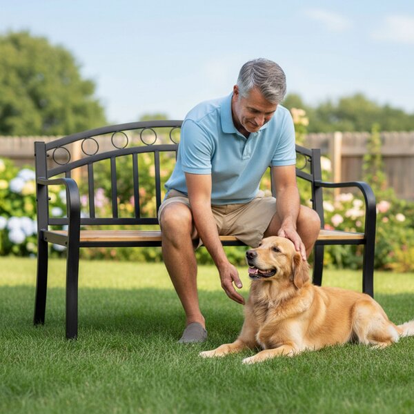 Ak furniture Záhradná lavička ARUM čierna/jedľové drevo