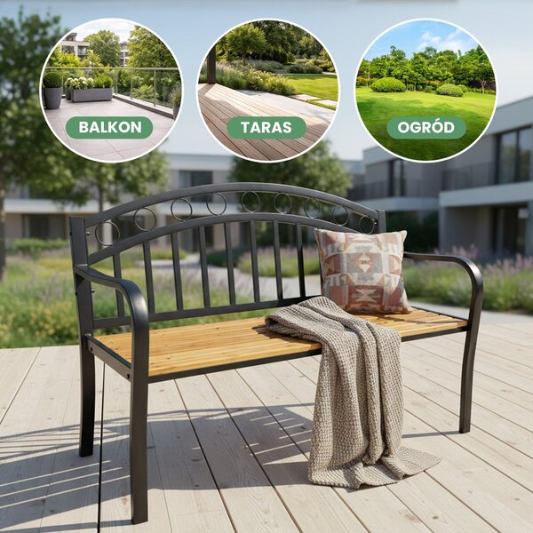 Ak furniture Záhradná lavička ARUM čierna/jedľové drevo
