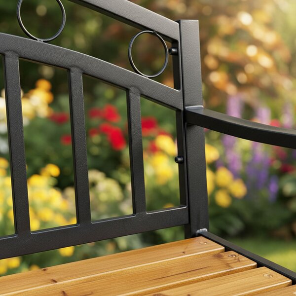 Ak furniture Záhradná lavička ARUM čierna/jedľové drevo