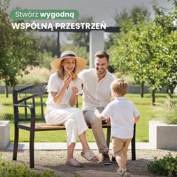 Ak furniture Záhradná lavička ARUM čierna/jedľové drevo