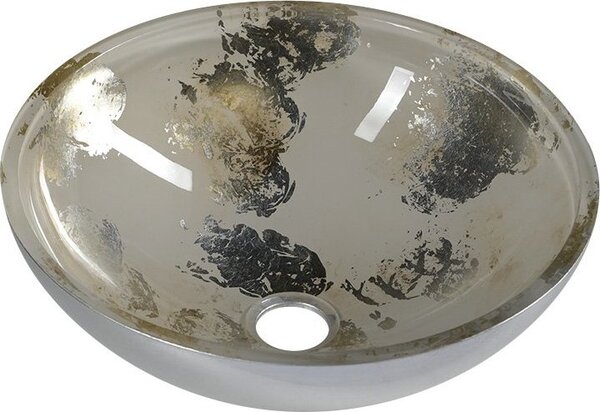 MURANO ANIMA 2 sklenené umývadlo okrúhle 40x14 cm, strieborná/béžová AL5318-42
