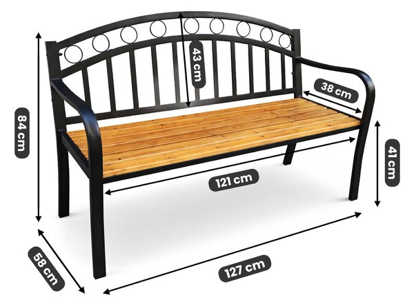 Ak furniture Záhradná lavička ARUM čierna/jedľové drevo