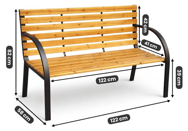Ak furniture Záhradná lavička DALIA čierna/jedľové drevo