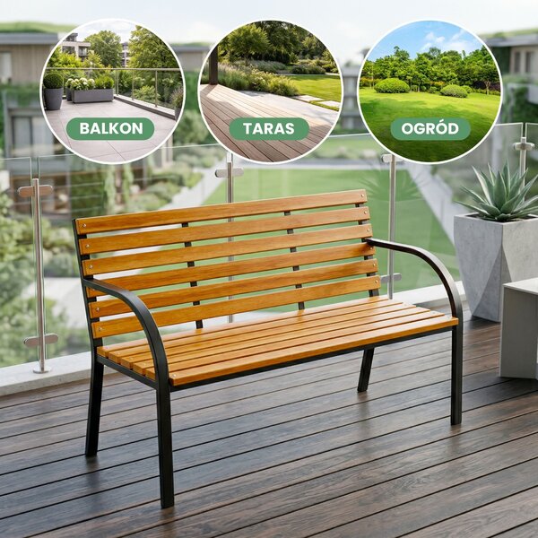 Ak furniture Záhradná lavička DALIA čierna/jedľové drevo