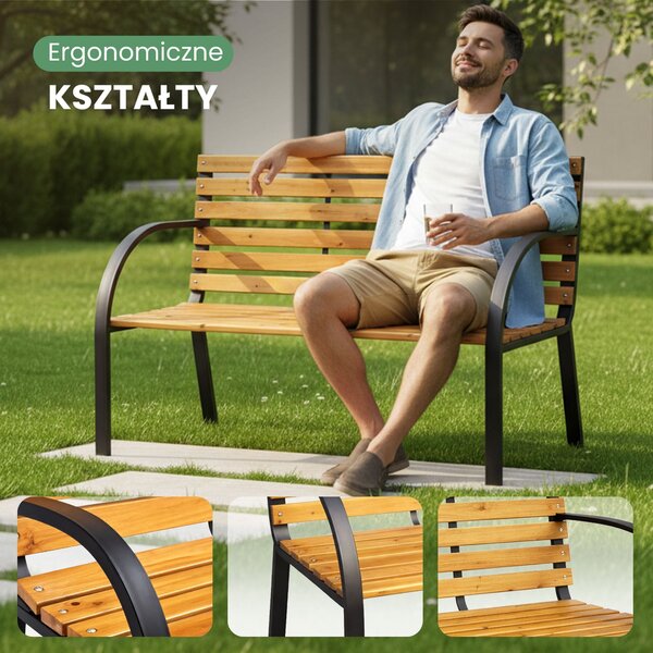 Ak furniture Záhradná lavička DALIA čierna/jedľové drevo