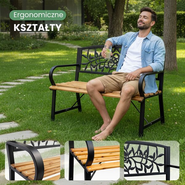 Ak furniture Záhradná lavička REO prírodné drevo/čierna