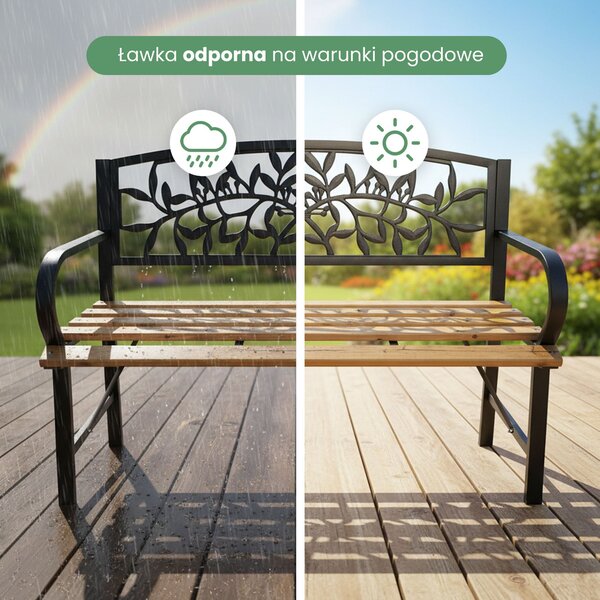 Ak furniture Záhradná lavička REO prírodné drevo/čierna