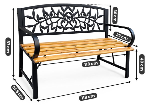 Ak furniture Záhradná lavička REO prírodné drevo/čierna