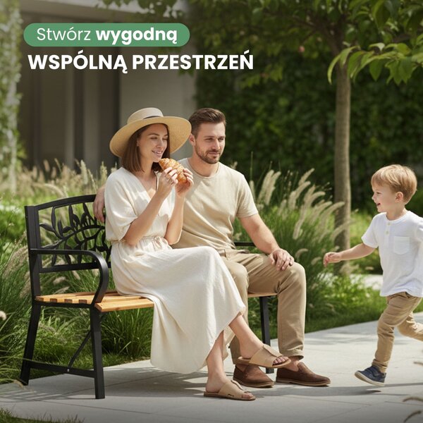 Ak furniture Záhradná lavička REO prírodné drevo/čierna